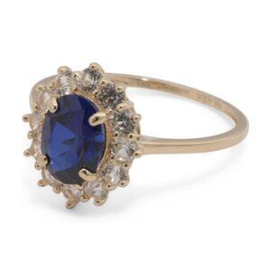 GEMOLIO 14kt Gold Lab Sapphire Cluster Ring